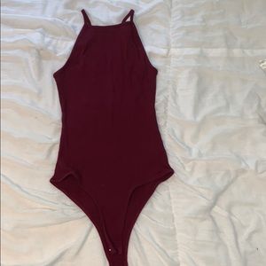 burgundy body suit